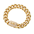 Custom 19mm Hundekragen 18K Gold plattiert Luxus Diamant Haustierketten Halskette für Hundeketten personalisiert 316L Edelstahl